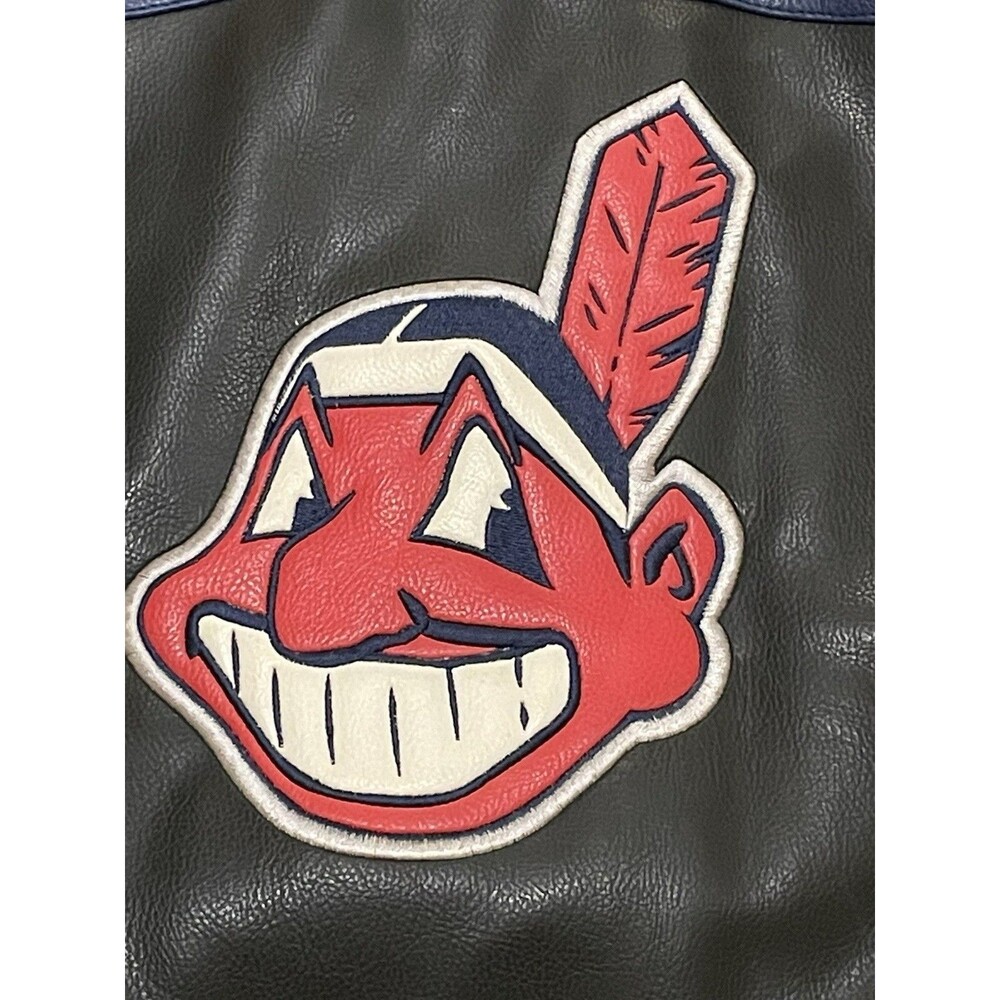 VTG 90s MLB G-III Carl Banks Cleveland Indians Leather Baseball Jacket XLarge - Picture 9 of 10